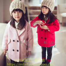 米莱女童装毛呢尼子2015冬季新款女孩3-9岁中大童韩版外套大衣