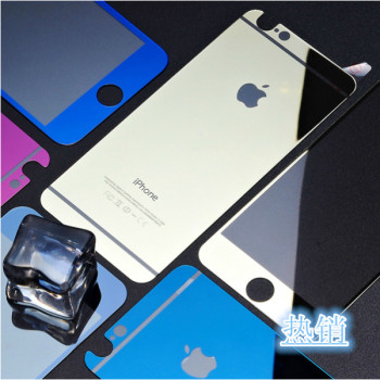 苹果iPhone6/6S/6P i5/5S全屏覆盖镜面彩色 电镀钢化玻璃贴膜批发