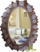 艾丽尔欧式田园风格玫瑰花化妆台梳妆镜壁挂椭圆形树脂浴室镜子_250x250.jpg