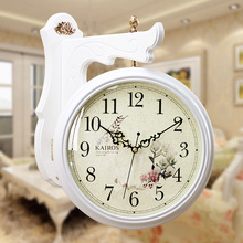 凯乐丝客厅欧式时钟双面挂钟静音简约时尚田园创意现代石英钟表