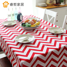 韩式风格 高档 几何 波纹餐桌布 长方形帆布家居 台布 茶几布包邮