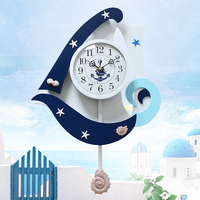 凯乐丝木质地中海帆船客厅挂钟现代简约创意钟表卧室装饰时钟摆钟_250x250.jpg