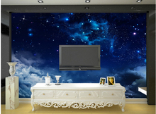 特价大型无缝壁画客厅卧室电视背景墙房顶装修壁纸夜景蓝色星空