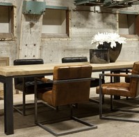 LOFT美式铁艺复古书桌餐桌做旧办公桌实木长写字台会议桌电脑桌_250x250.jpg