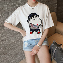 韩国修身显瘦卡通蜡笔小新大码纯棉短袖t恤女夏学生体恤打底衫潮