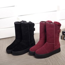 秋冬韩版新款中筒靴女厚底保暖加厚雪地靴防滑中跟女靴大码棉靴潮