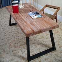 美式实木铁艺书桌电脑桌椅组合办公桌会议桌 做旧洽谈桌茶桌餐桌_250x250.jpg