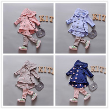 2016童装秋款儿童休闲套装女童宝宝圆点长袖两件套1-3周岁4翻领潮