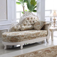 欧式贵妃椅 新古典法式实木休闲椅 田园布艺躺椅沙发卧室美人榻