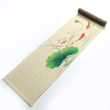 茶席布艺桌旗禅意日式茶席桌布中式现代麻布手绘茶杯垫棉麻茶布