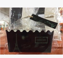 包邮烘焙包装黑色铁塔图案餐包盒 椰丝餐包盒配扎丝吊牌外袋100个