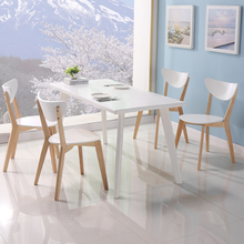 实木餐桌椅组合现代简约北欧式饭桌咖啡厅桌椅宜家家居白色地中海