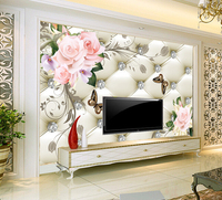 意大利欧式客厅电视背景卧室墙画无缝5D立体凹凸墙纸壁画蝴蝶花卉_250x250.jpg
