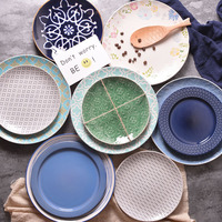 创意浮雕菜盘盘子平盘陶瓷家用圆盘手绘餐盘个性装饰盘西餐盘碟子_250x250.jpg