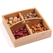 果盘中式木质木制干果盒糖果盒新年礼物分格带盖干果盘高档瓜子盒