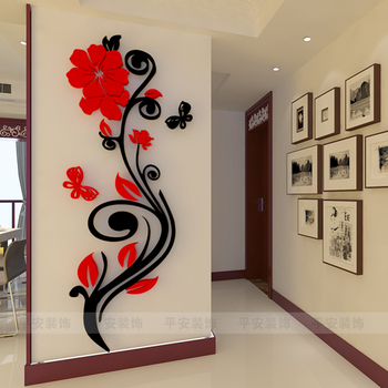 蔷薇花藤3d立体水晶墙贴客厅玄关温馨背景墙贴画创意沙发电视壁画