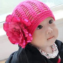 独家绝版婴儿春秋帽大花朵女童帽韩国帽子儿童韩版公主宝宝棉线帽