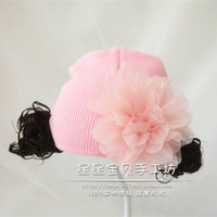 原创设计韩版公主花朵童帽婴幼儿宝宝假发帽3个月6－12月周岁帽_250x250.jpg