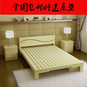 实木床1.8双人床1.5松木床实木单人床儿童床1.2成人简易床大木床
