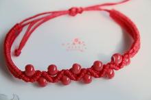 纯手工景德镇陶瓷编织手链 民族风女款十颗红陶瓷珠编织可调节
