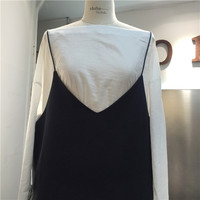 韩国代购 纯色气质一字领长袖衬衫+吊带连衣裙两件套 女装_250x250.jpg