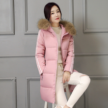 冬季新款韩版棉衣女中长款毛领连帽宽松大码羽绒棉服学生中长外套