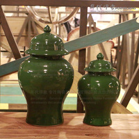 大号小号景德镇单色釉军绿陶瓷花瓶将军罐现代中式家居摆件储物罐_250x250.jpg