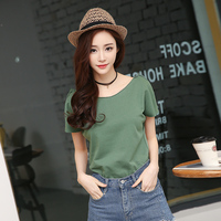 2016年夏季新款韩版短款女装纯色个性修身弹力短袖T恤连肩袖上衣_250x250.jpg
