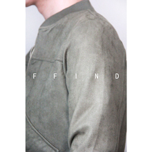 FFIND 韩版机车短夹克 麂皮磨砂绿