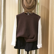 2016秋冬新品韩版休闲个性马甲针织衫两件套厚实温暖女装上衣760