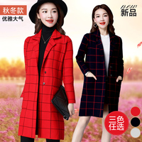 秋冬季新款女装2016年韩版中长款翻领格子大衣外套修身羊毛针织衫_250x250.jpg