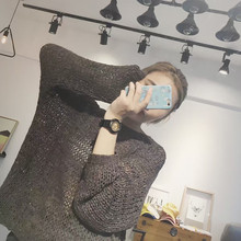 2016年韩版女装新款百搭宽松针织衫镂空套头防晒空调罩衫