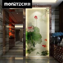 现代中式简约瓷砖玄关背景墙彩雕立体过道走廊瓷砖壁画