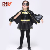 儿童cosplay动漫服装 女童舞蹈表演服蝙蝠侠扮演万圣节服装演出服_250x250.jpg