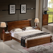 胡桃木床全实木1.8米婚床 双人床1.5米简约现代中式卧室家具原木