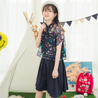 童趣卡通印花透明欧根纱短袖衬衫两件套女上衣夏季新款iFashion_250x250.jpg