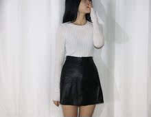 2016年韩版修身卷袖薄款螺纹圆领针织衫毛衣女生必备显瘦贴身打底