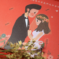 个性原创结婚喜帖 请柬信封 创意卡通韩式可爱唯美婚礼请帖封套_250x250.jpg